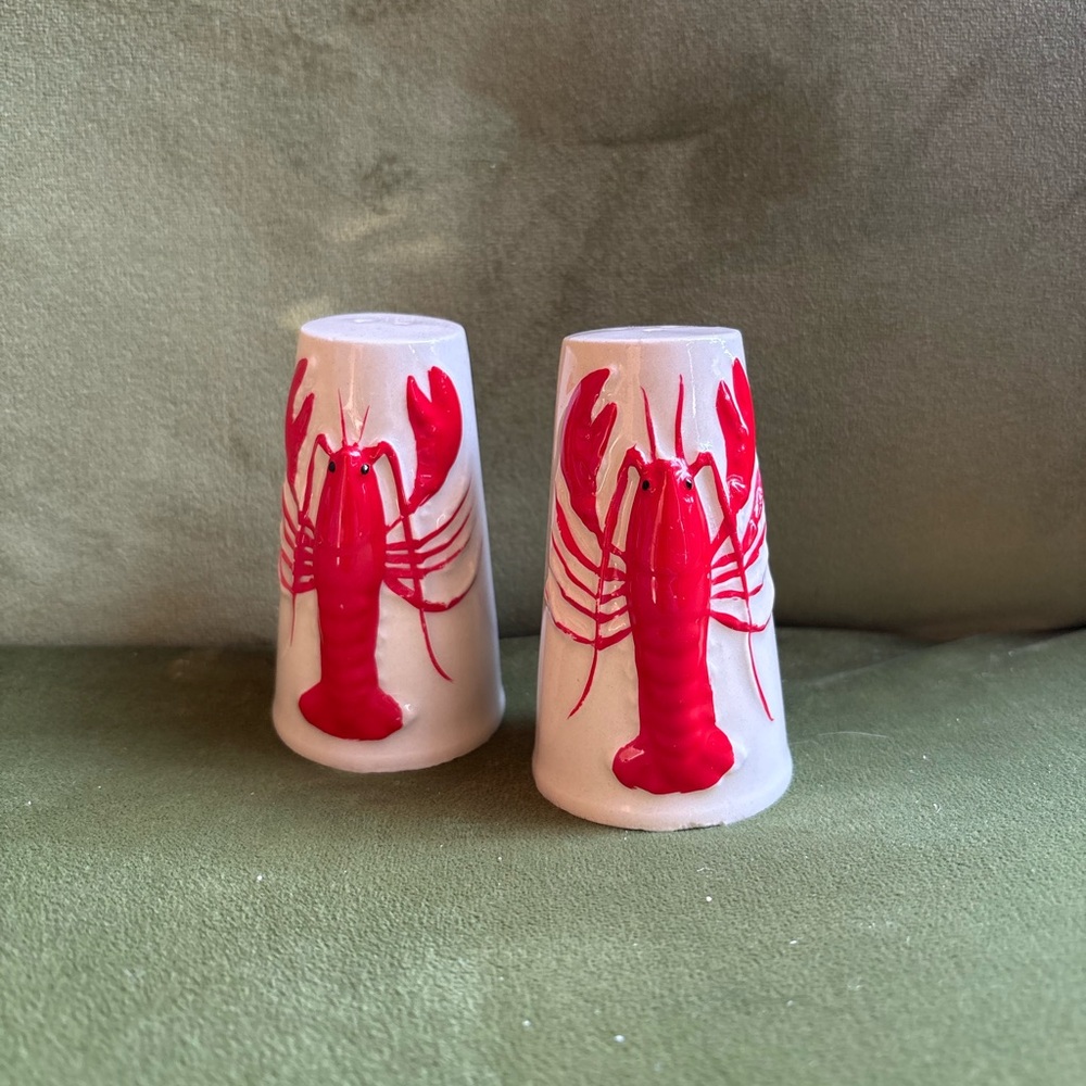 Vintage 3-D Lobster Ceramic Salt & Pepper Shakers Marked Japan - 3.5'' high